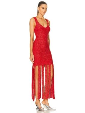 Simon Miller Red Sleeveless Fringe Maxi Dress